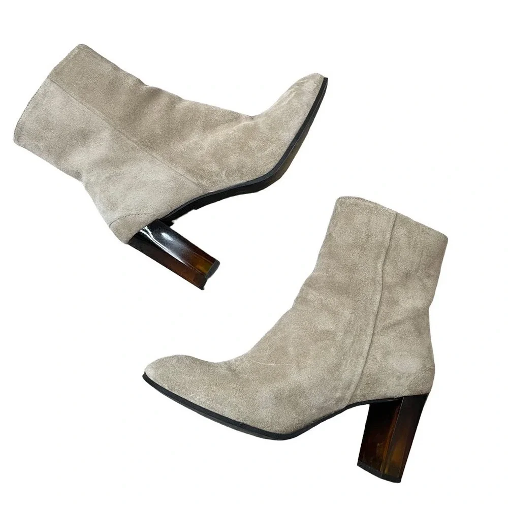 AllSaints OFF‎ WHITE Taupe SUEDE ROKA BOOTIES 40Euro/ 9USA